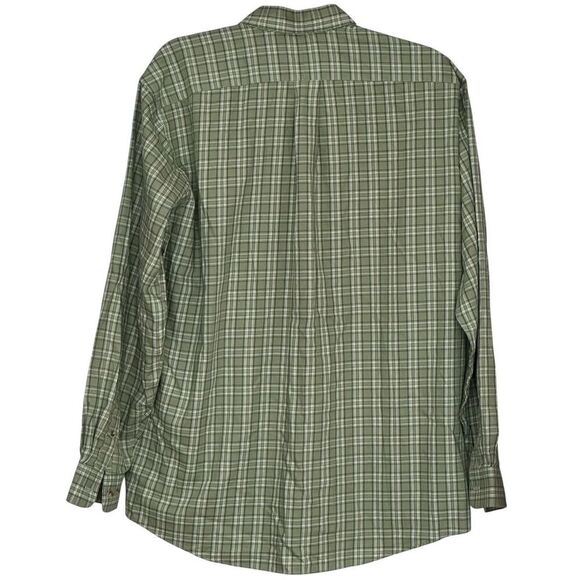 L.L. Bean Men's Plaid Button-Down Shirt Green Long Sleeve Size L - Picture 3 of 5